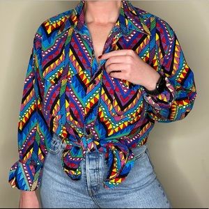 Vintage wrangler button down long sleeve colorful